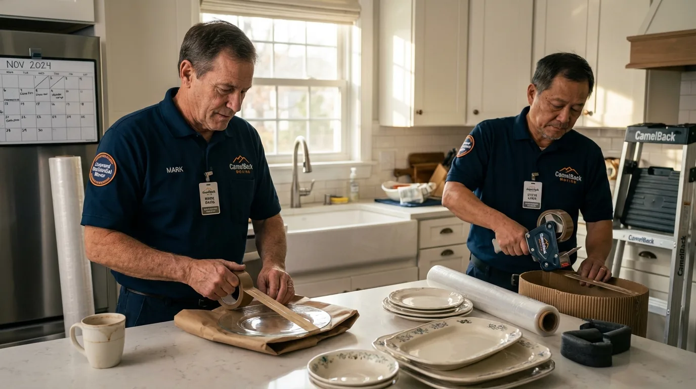 Professional crew packing kitchen dishware in Hazleton, PA
